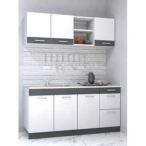 Set mobila de bucatarie BADENMOB, SERIA sarona 160x190x52cm, alb/antracit