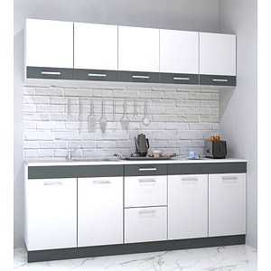 Set mobila de bucatarie BADENMOB, SERIA Sarona 200x190x52cm, alb/antracit