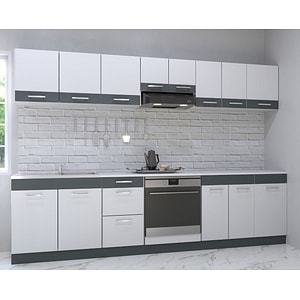Set mobila de bucatarie Badenmob, seria sarona 280x190x52cm, alb/antracit