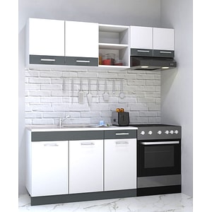 Set mobila de bucatarie Badenmob, seria Sarona 180x190x52cm, alb/antracit