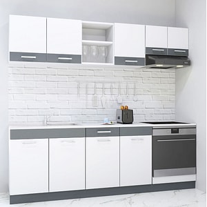 Set mobila de bucatarie Badenmob, seria sarona 220x190x52cm, alb/antracit