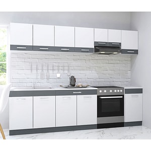 Set mobila de bucatarie BADENMOB, SERIA sarona 260x190x52cm, alb/antracit