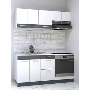 Set mobilier de bucatarie Badenmob, seria Sarona 160x190x52cm, alb/antracit