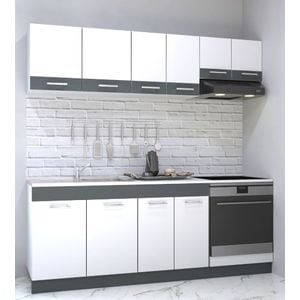 Set mobila de bucatarie Badenmob, seria sarona 200x190x52cm, alb/antracit