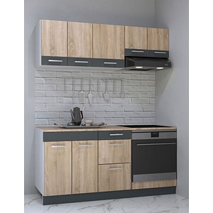 Set mobila de bucatarie Badenmob, seria sarona 160x190x52cm, corp hota, sonoma/antracit