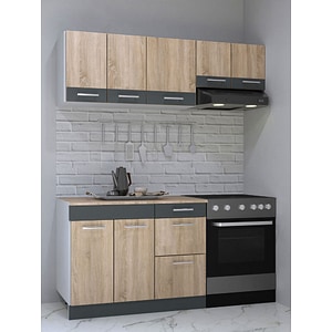 Set mobila de bucatarie BADENMOB, SERIA sarona 160x190x52cm, corp hota, sonoma/antracit