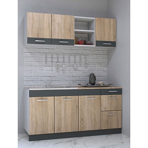 Set mobila de bucatarie BADENMOB, Seria sarona 160x190x52cm, sonoma/antracit