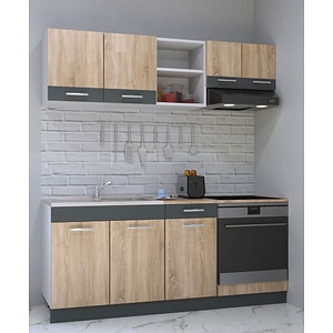 Set mobila de bucatarie Badenmob, seria sarona 180x190x52cm, sonoma/antracit