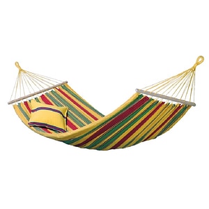 Hamac DacEnergy, confectionat din poliester si bumbac, rezistent la intemperii si raze UV, 210 x 120 cm, galben