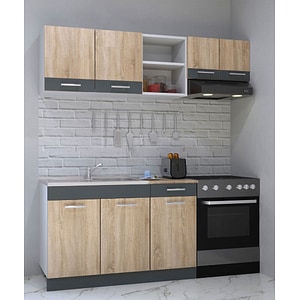 Set mobila de bucatarie Badenmob, seria sarona 180x190x52cm, sonoma/antracit