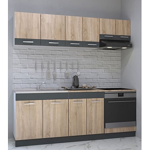 Set mobila de bucatarie Badenmob, seria sarona 200x190x52cm, sonoma/antracit