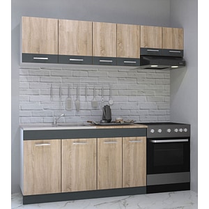 Set mobila de bucatarie BADENMOB, SERIA sarona 200x190x52cm, sonoma/antracit
