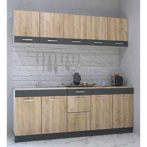 Set mobila de bucatarie BADENMOB, SERIA sarona 200x190x52cm, sonoma/antracit