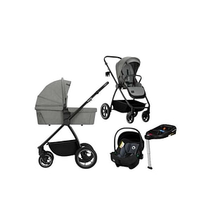 Carucior 4 in 1, Lionelo, Meril, Landou de dimensiune XL, Cu scoica auto testata ADAC, Baza isofix pentru scoica, Pana la 22 kg, Conform cu EN1888-1 EN1888-2, EN1466, Gri