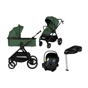Carucior 4 in 1, Lionelo, Layla, Pana la 22 kg, Landou intarit si salteluta, Scoica auto testata ADAC, Baza isofix pentru scoica, EN1888-1, EN1888-2, EN1466, Verde