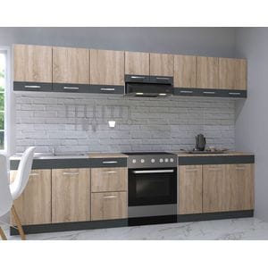 Set mobila de bucatarie BADENMOB, seria Sarona, 280x190x52cm, sonoma/antracit
