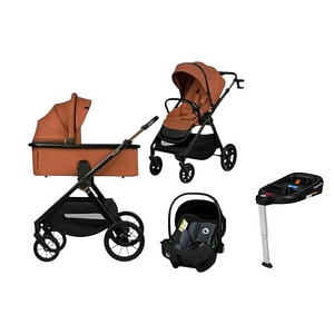 Carucior 4 in 1, Lionelo, Layla, Pana la 22 kg, Landou intarit si salteluta, Scoica auto, Baza isofix pentru scoica, EN1888-1, EN1888-2, EN1466, Maro