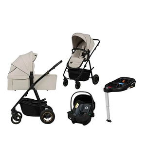 Carucior 4 in 1, Lionelo, Amber Plus, Landou intarit si salteluta, Scoica auto, Baza isofix pentru scoica, Pana la 22 kg, EN1888-1, EN1888-2, EN1466, ECE R129, Bej