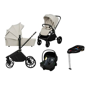 Carucior 4 in 1, Lionelo, Mika Plus, Landou intarit si salteluta moale, Scoica auto, Baza isofix pentru scoica, Pana la 22 kg, EN1888-1 EN1888-2 EN1466 ECE R129, Bej