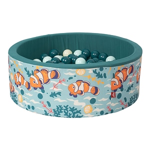Piscina uscata cu bile pentru copii Knorr Toys,  umplutura din spuma moale, husa bumbac 100%, 0 Luni+, Clownfish