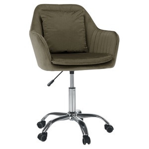 Scaun de birou, gri, maro, catifea, cu roti, perna inclusa, design elegant si modern, inaltime reglabila, 59x61x87/101 cm