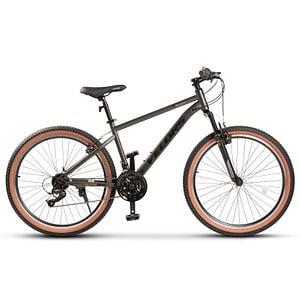 Bicicleta MTB de munte Velors Mercury JSX26301, cadru cu cabluri integrate, echipare Carpat, roata 26 inch, cauciucuri cu banda, frana v-brake, 21 viteze, gri-negru