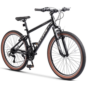 Bicicleta MTB de munte Velors Mercury JSX26301, cadru cu cabluri integrate, echipare Carpat, roata 26 inch, cauciucuri cu banda, frana v-brake, 21 viteze, negru-gri