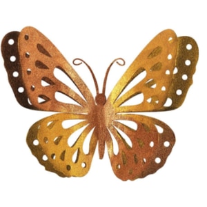 Panou metalic decorativ perete 3D, Deco Art Studio Casa, 30 x 23 cm, Fluture, Auriu