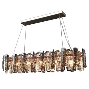 Candelabru Madame Long, 8xE14, corp aluminiu, decoruri cristal, 95x40x20cm