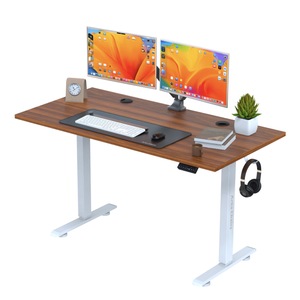 Birou electric cu blat dintr-o singura bucata Arka, blat 110x60 cm, inaltime reglabila, rezistenta 80Kg, maro