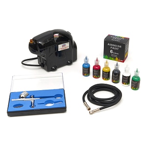 Set complet aerograf Airbrush HBM, compresor pistol si vopsea