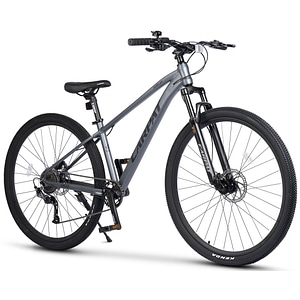 Bicicleta MTB de munte Carpat Duro JSX29334, cadru din aluminiu cu cabluri integrate, echipare Shimano Altus/Alivio, roata 29 inch, frana hidraulica disc, 9 viteze, gri cu negru