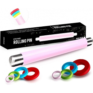 Set sucitor si 4 inele pentru aluat Oriamo, silicon/otel inoxidabil, multicolor, 34 cm