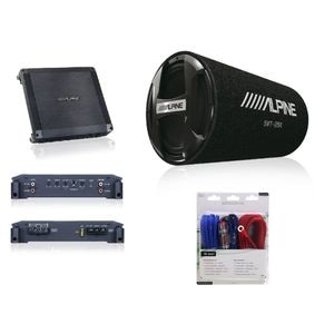 Pachet subwoofer auto tub Alpine SWT-12S4 + amplificator auto 2 canale BBX-T600 + kit cabluri 10mm AIV350940