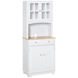 Dulap de bucatarie HomCom, 68x39,5x170 cm, MDF/lemn Alb