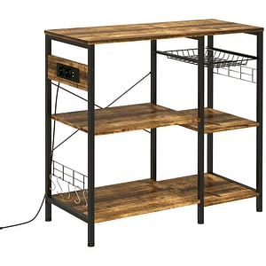 Suport bucatarie pentru condimente oale HomCom, 90 x 40 x 83cm, Placi aglomerate/Otel, Maro