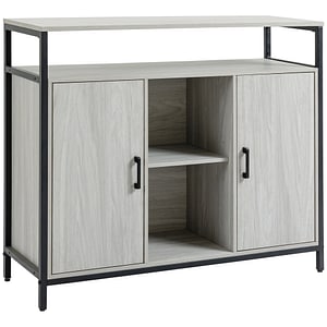 Dulap modern din lemn cu rafturi HomCom, 100x34x87.2cm, MDF, Gri deschis