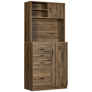 Dulap modern cu 3 sertare HomCom, 80L x 40P x 178A cm, PAL, Nuc