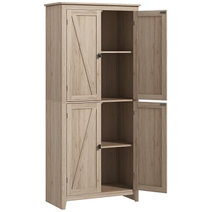 Dulap bufet cu 4 usi organizator si rafturi reglabile HomCom, 80 x 40 x 182 cm,  MDF, natural