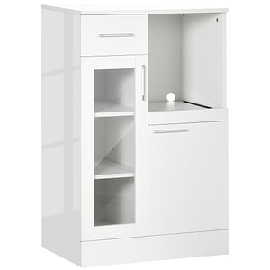 Dulap de bucatarie cu economie de spatiu HomCom, 60x40x95cm, PAL si sticla, Alb