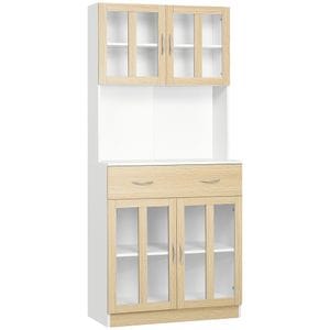 Dulap de bucatarie HomCom, 80x40x180cm, PAL, Maro/Alb
