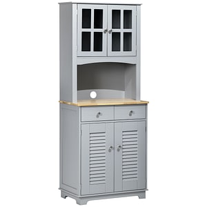 Bufet pentru bucatarie in stil clasic HomCom, 68x39.5x170cm, MDF, Gri