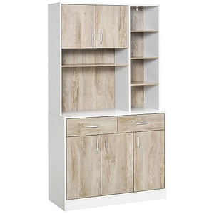 Dulap de bucatarie cu sertare si usi HomCom, 100x39x180 cm, PAL, Alb