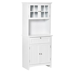 Dulap pentru bucatarie si sufragerie cu 2 compartimente HomCom, 68,6x40x164 cm, MDF, Alb