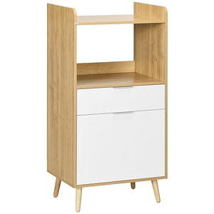 Suport pentru microunde HomCom, 58x40x118cm, PAL, Alb-Natur