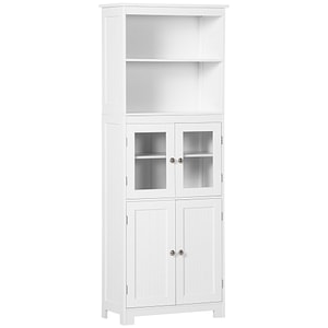 Dulap camara de bucatarie Homcom, 60x30x162 cm, MDF si Sticla Securizata, Alb