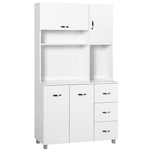 Dulap bucatarie pentru microunde cu spatiu de depozitare Homcom, 100x39.5x183.5cm, PAL, Alb