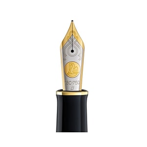 Penita Pelikan, B, Aur 18K/750, Ornament din Rodiu, Compatibila cu stilou M420/450, Bicolora