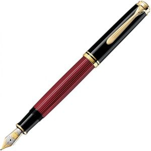 Stilou Pelikan, Souveran, M800, Penita F din aur 18K, Accesorii placate cu aur, Corp negru-rosu