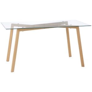 Masa de sufragerie de 4 persoane HomCom, 150x75x76 cm, Sticla, Transparent